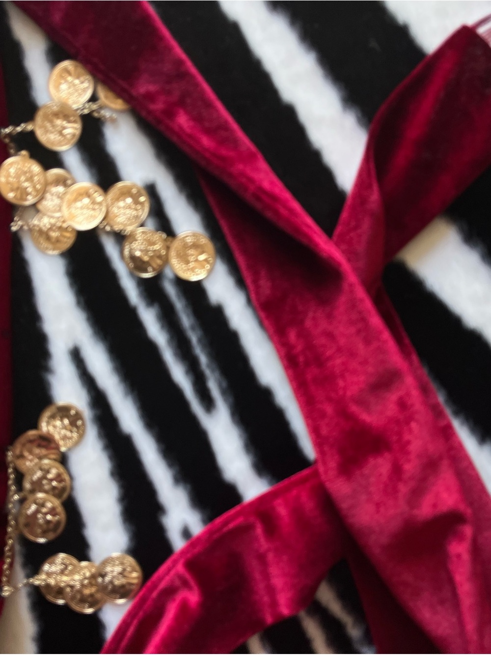 UNIQUE ARABIAN NIGHTS VELVET HEADDRESS OR BELT GOLD COIN